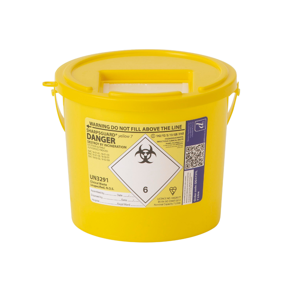 Sharps Bin 7 Litre Yellow Lid Denka