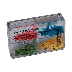 POLYDENTIA COLOUR CODED WOODEN WEDGES - ASSORTED X 100 - Denka UK