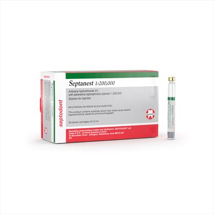 Septanest 1:200,000 (4% articaine with epinephrine injection solution) 2.2ml x 50