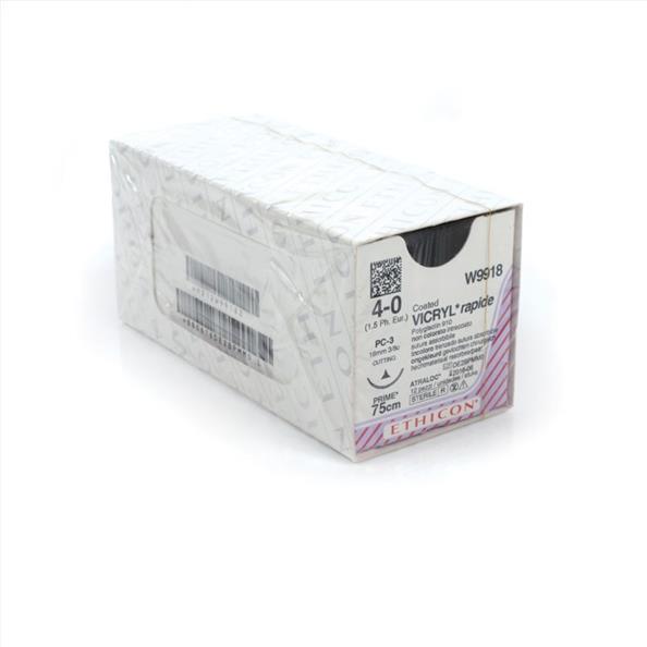 Coated Vicryl Absorbable, braided, undyed, Suture - 75cm 3/0 x 12