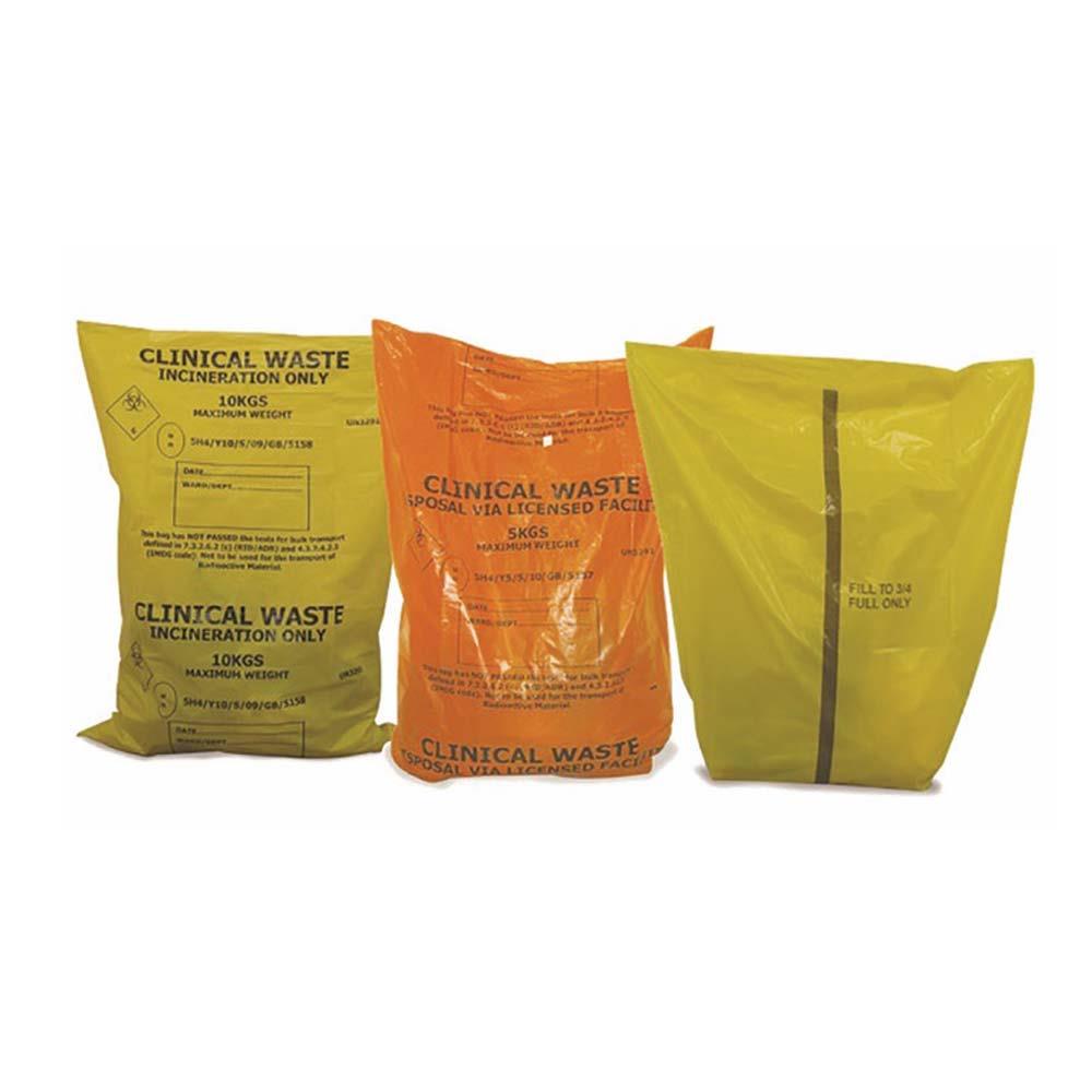 Clinical Waste Sacks Orange - 120g - 15" x 28&quotx 39" x 200