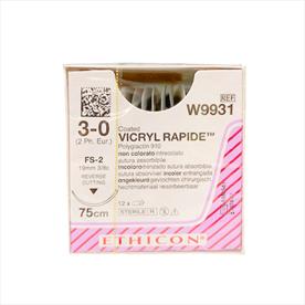 Vicryl Rapide Curved Reverse Cutting 19mm  3/0  x 12